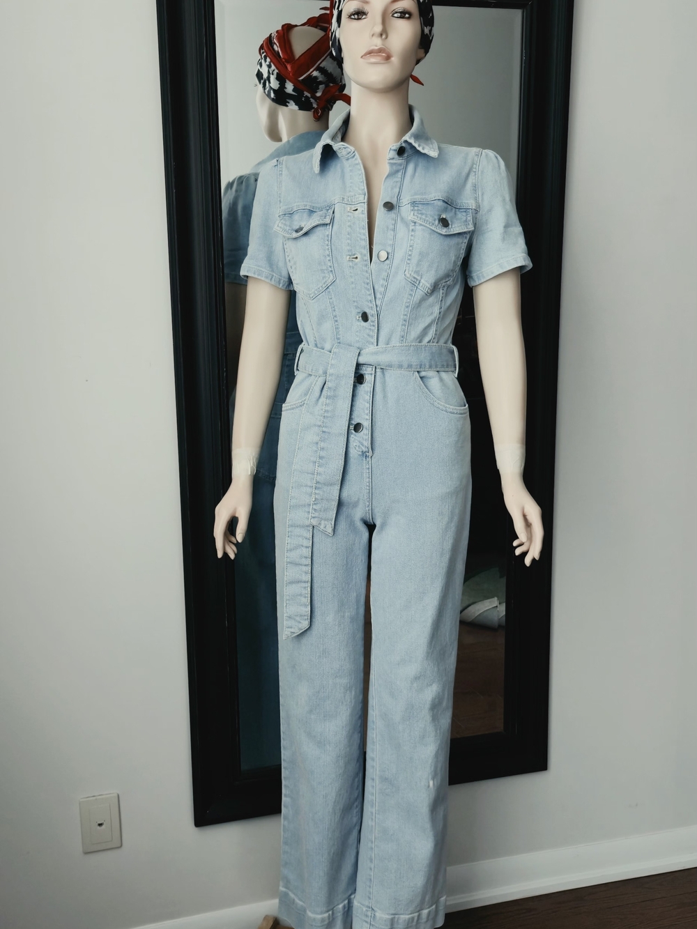 Avec Les Filles Denim Jumpsuit in Blue Size 26 Like New
